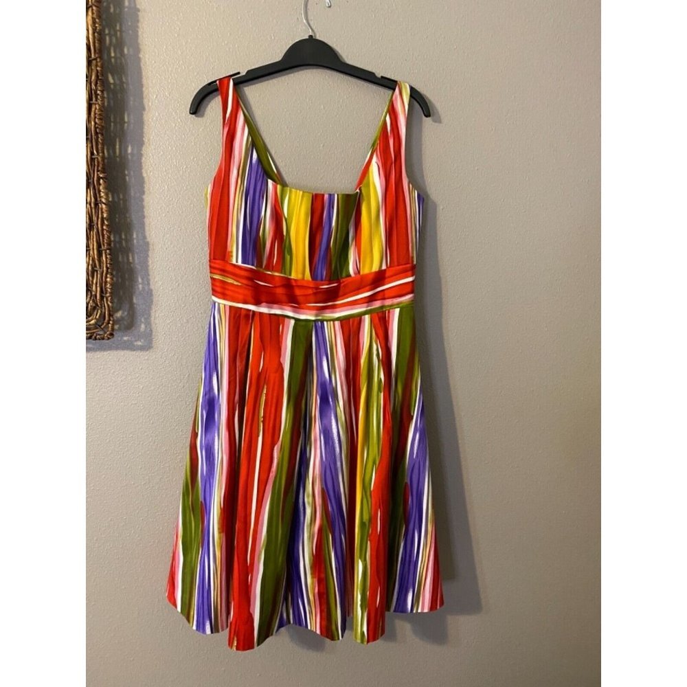 Calvin Klein Dress Red Purple Gold Green 12 A Line Stretch Career Church - Picture 9 of 11